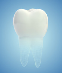 vector 3d tooth for dental medicine. on a blue background