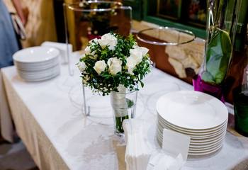 The wedding banquet decorated with decorations