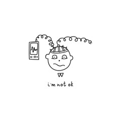 Depression signs and symptoms. Vector illustration of problems of mental health