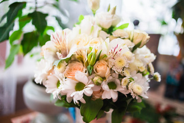 The wedding banquet decorated with decorations