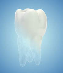 vector 3d tooth for dental medicine. on a blue background