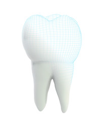 vector 3d tooth for dental medicine.volume polygonal mesh, printing on a 3D printer. isolated on a white background