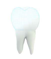 vector 3d tooth for dental medicine.volume polygonal mesh, printing on a 3D printer. isolated on a white background