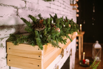 Christmas garland of fir branches.