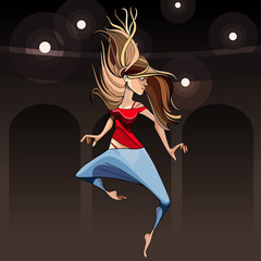 cartoon girl modern dancer jumping in pirouette © westamult
