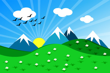 vector sun rise wallpaper of a nature scene 