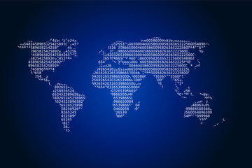 vector world map of number, blue wallpaper
