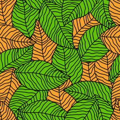 beautiful vector flower pattern with leaf on black background