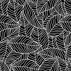 beautiful vector flower pattern with leaf on black background
