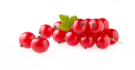 fresh  red currant berries photographed closeup isolated on a white background