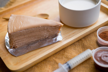 Triangle slices cake of delicious chocolate