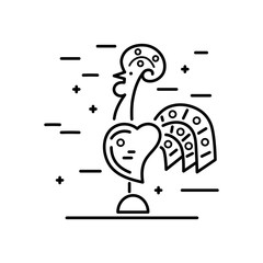 Rooster logo design. Line style vector illustration. Portuguese traditional rooster.