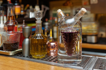 Various bitters and infusions used in bartending