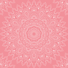Seamless pattern with mandala ornament. Hand drawn illustration
