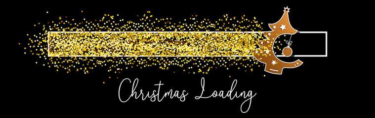 Christmas Loading with golden glitter.