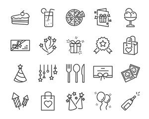 set of celebration icons, such as gift, christmas, party, champagne, event, birthday