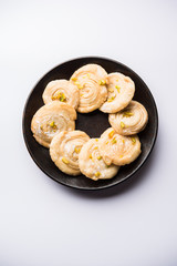 Chirote or Chiroti is a sweet dish from Karnataka and Maharashtra. Served in a plate as a dessert on Festivals or wedding. Selective focus