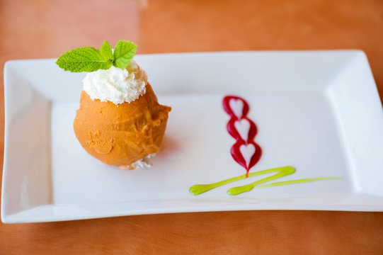Ice cream Thai tea flavor.
