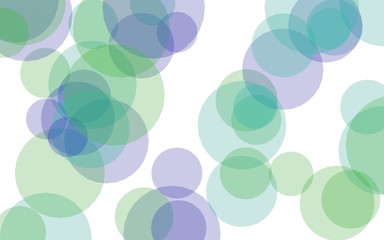 Multicolored translucent circles on a white background. Green tones. 3D illustration