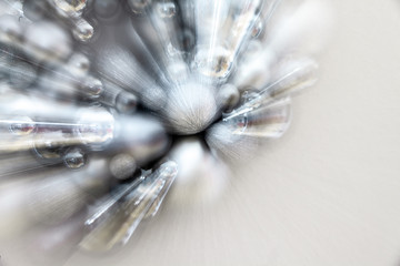 Silberne glänzende und matte Kugeln eines Adventskranzes mit Strahleneffekt