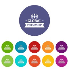 Obraz premium Global friendship icons color set vector for any web design on white background