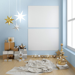Modern Christmas interior, 3D illustration