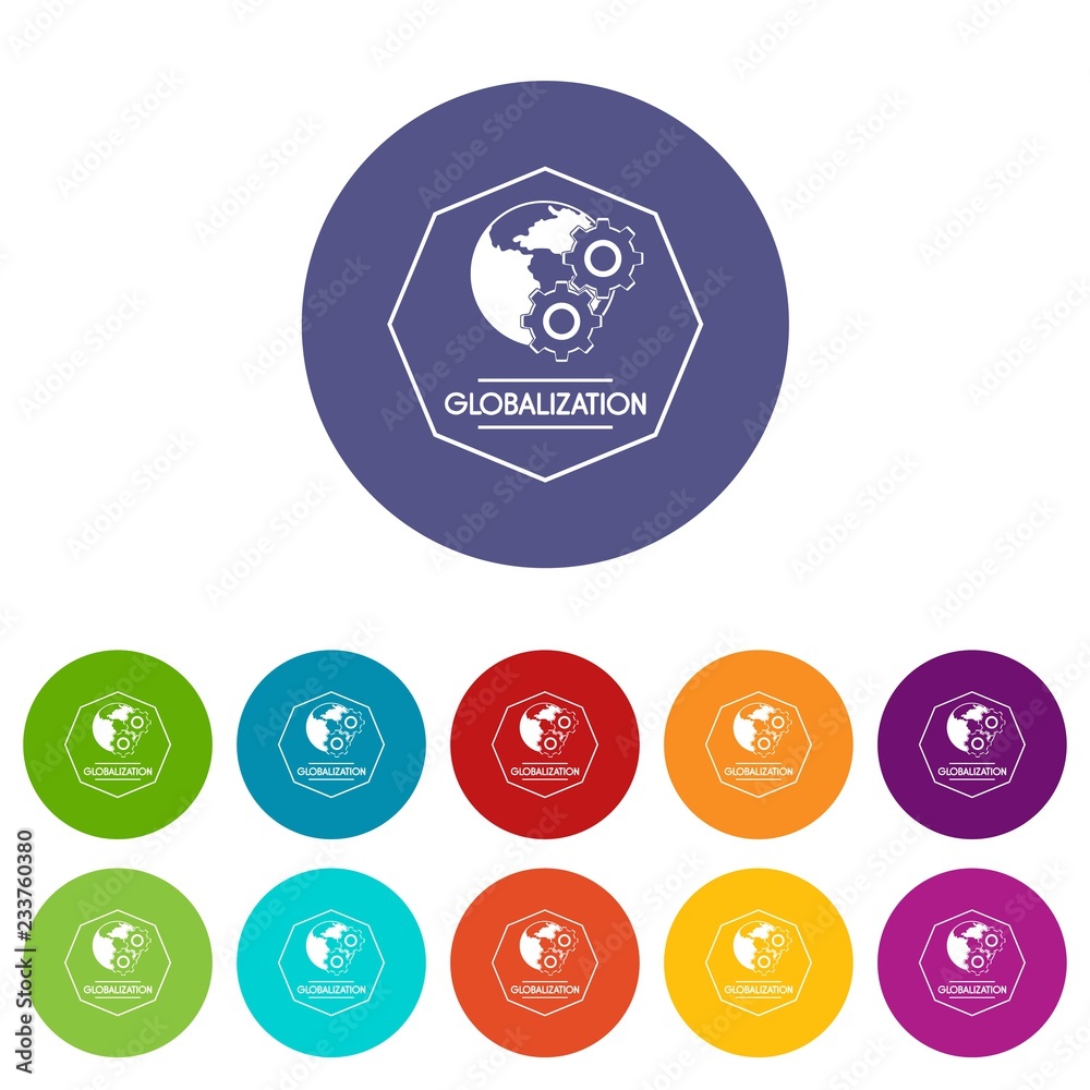Poster globalization icons color set vector for any web design on white background