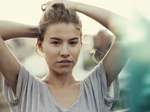Portrait of blonde woman