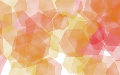 Multicolored translucent hexagons on white background. Red tones. 3D illustration