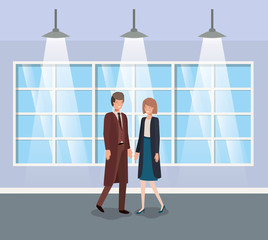 Obraz premium business couple in corridor office