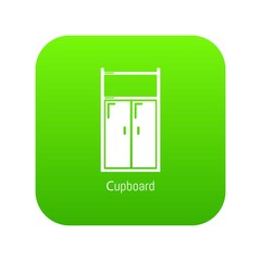 Cupboard icon green vector isolated on white background