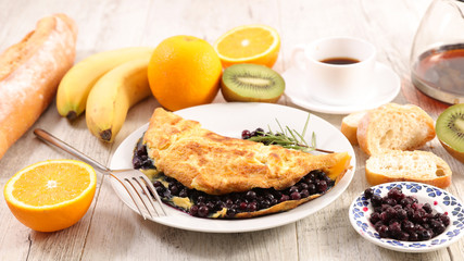 blueberry omelet and coffee