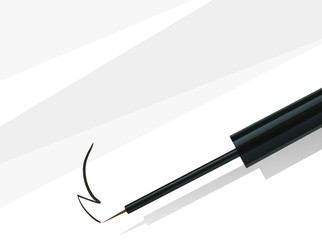 Black mascara smudge white isolated background

