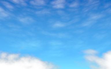 Obraz premium Blue sky background with white clouds. Abstraction group of clouds on clear blue sky on sunny day. 3D illustration