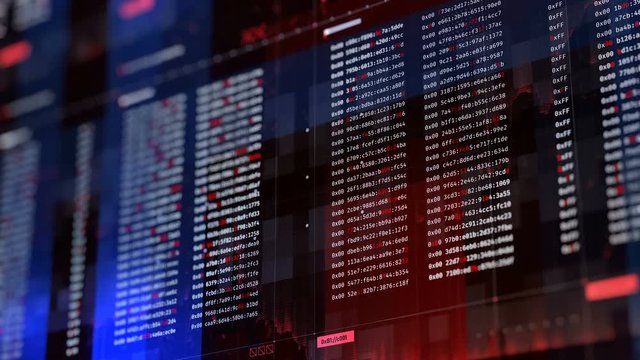 Hacking in progress on computer screen, system breach, professional cyber attack. Abstract hacking background