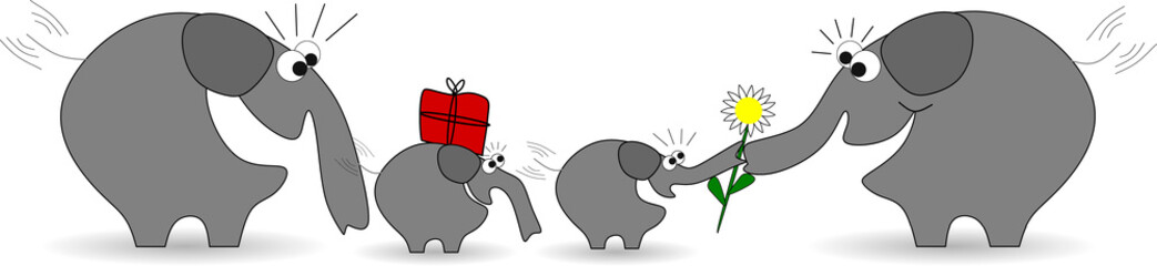 Elefantenkind überreicht seiner Mutter eine Blume