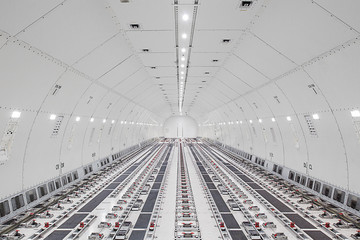 Inside air cargo plane