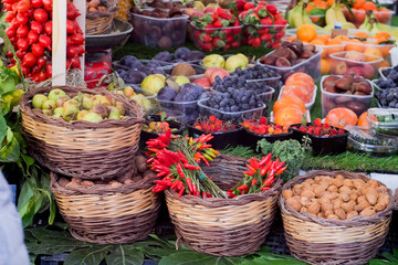 peppers and vegetables  for sale at the market