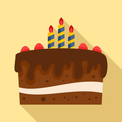 Chocolate cake icon. Flat illustration of chocolate cake vector icon for web design
