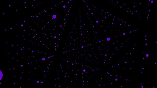 Purple dot particle design, Abstract fractal point geometry. Virtual cosmos, dynamic perspective geometry space