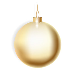 Gold christmas ball icon. Realistic illustration of gold christmas ball vector icon for web design isolated on white background
