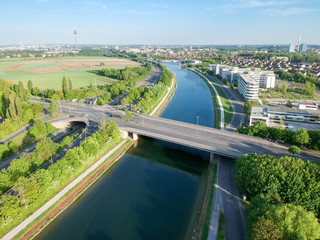 Germany top view of the Nuremberg city river