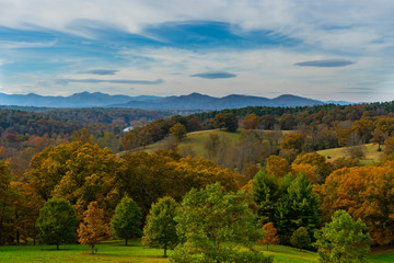 Mountains on a blue sky day, fall season.