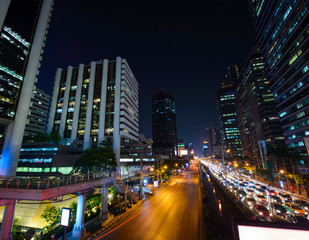 Obraz premium Traffic jam at night in Bangkok