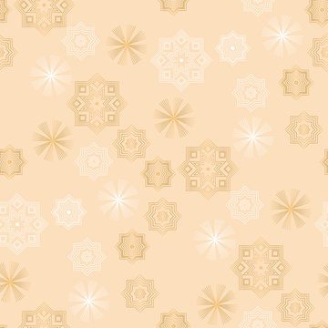 Xmas elegant geometric snowflakes seamless pattern