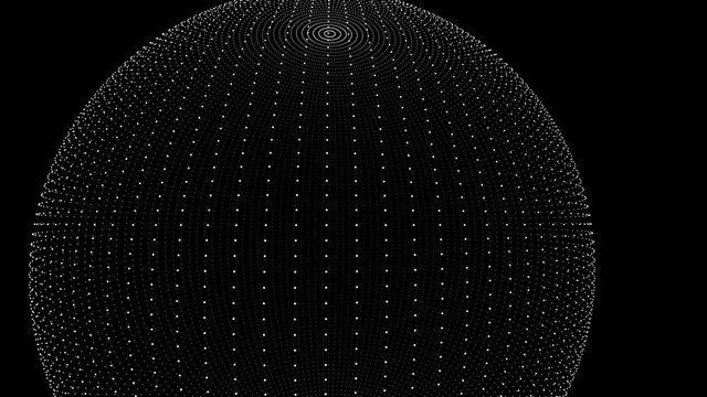 Animated abstract sphere from white dots