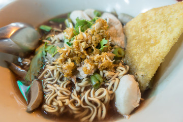 Thai noodles in the restaurant