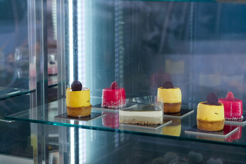 desserts displayed in the shop window