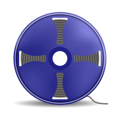 Blue wire coil icon. Realistic illustration of blue wire coil vector icon for web design isolated on white background