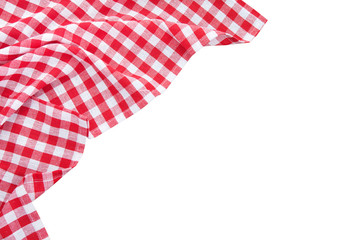 Red table cloth isolated. Top view mockup.